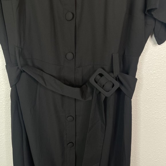 Fashion Union midi button down shirt dress with lace panel and belt - Picture 5 of 7